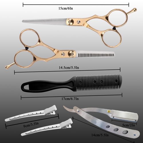 Hair Scissors Blending Shears Set, Fcysy 11 Pcs Professional Haircutting Scissors Thinning Shears Barber Kit, Salon Haircut Scissors Layering Scissors for Cutting Hair for Men Women Dogs