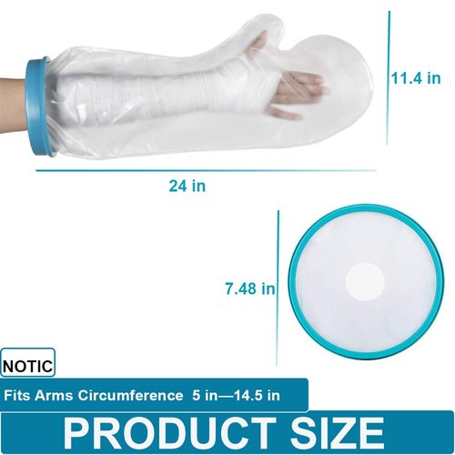 VESKIMER Waterproof Arm Cast Cover for Shower, Bath - Reusable Cast Protector, Cast Bag, Cast Sleeve - Watertight Protection for Broken Hands, Fingers, Wrists, Arms