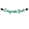 2024 Graduation Party Decorations - Congrats Grad Banner in Glitter Green, Class of 2024 Graduation Party Decorations, Congratulations Bunting Banner, 2024 Graduation Celebration Party