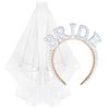 Casoty Pearl Bride Headband with Bridal Veil, Bachelorette Party Decorations, Bridal Headband and Veil for Bachelorette Party, Bridal Shower Headband Bachelorette Party Supplies