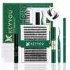 DIY Lash Extension Kit KEYYOU 300Pcs Individual Eyelash Extension Kit 50D 0.07D Curl 9-18MIX Lash Clusters Kit with Lash Glue Remover Applicator Easy to Use for Beginners(Kit-50D-0.07D,9-18MIX)
