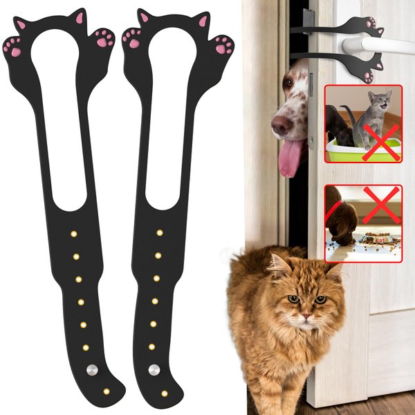 Elilier Cat Door Latch Holder,【8 Adjustable Sizes】 Stronger Flex Cat Door Stopper, Keep Door Open 1.5" to 8", Let's Cats in and Keeps Dogs Out of Litter & Food, No Tool Required & No Wall Damage