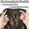 Amchoice Halo Hair Extensions 20 Inch Invisible Wire Secret Hairpieces with Adjustable Size Transparent Headband 4 Secure Clips Long Curly Wavy Hair Extensions(20 Inch, Brown with Highlighters)