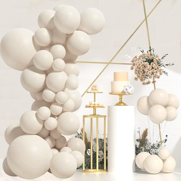 White Sand Balloons 12inch 50pcs Nude White Latex Balloons Matte Off White Balloons Baby Shower Party Balloons for Birthday Wedding Party Decoration
