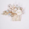 Missgrace Bride Wedding Crystal Pearl Leaf Rhinestones Hair Comb Gold Opal Bridal Hair Pieces Rhinestone Bridal Hair Clip Flower Hair Side Combs Wedding Hair Accessories for Brides Women (Gold Opal)