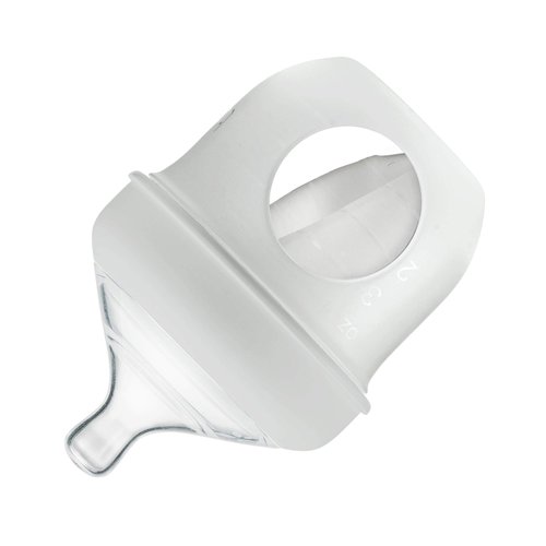 Boon Nursh Reusable Silicone Baby Bottle with Collapsible Silicone Pouch Design - Everyday Baby Essentials - Stage 1 Slow Flow Baby Bottles - Gray - 4 Oz