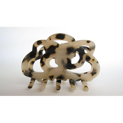 Generic Medium brown black beige marbled design hair claw clip for medium fine hair