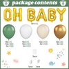 Sage Green Baby Shower Decorations,Boho Greency Neutral Balloon Arch with Oh Baby Balloon Banner Green Gold Balloons For Boy Girl Woodland Baby Shower Birthday Party Supplies