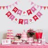 GOSUOA Red Happy Birthday Banner with 12Pcs Pennant Banner Flags,Paper Happy Birthday Bunting Banner for Kids Adults Birthday Party Supplies
