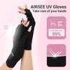 AIRSEE UV Gloves for Nail Lamp,Professional UPF50+ UV Protection Gloves for Manicures Nail Art,Fingerless Gloves That Shield Skin from The Sun and Nail Lamp (Black)