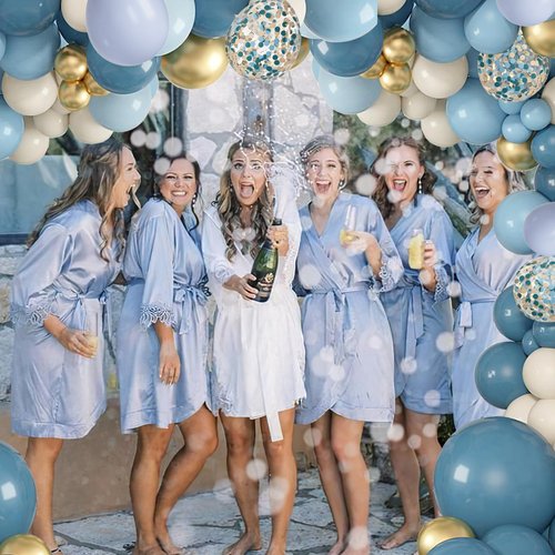 BBeipulas 83Pcs Dusty Blue Balloon Arch Kit 12in Dusty Blue Balloon and Metallic Gold Balloons Confetti Balloons for Baby Shower Decorations Boy Wedding Engagement Bachelor Birthday Decorations