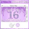 Avezano Sweet 16 Birthday Banner Glitter Purple Diamonds Sweet 16 Party Decorations Sweet 16 Backdrop for Girls' Sweet 16 Birthday Sweet Sixteen Party Supplies 70.8 x 43.3 Inch