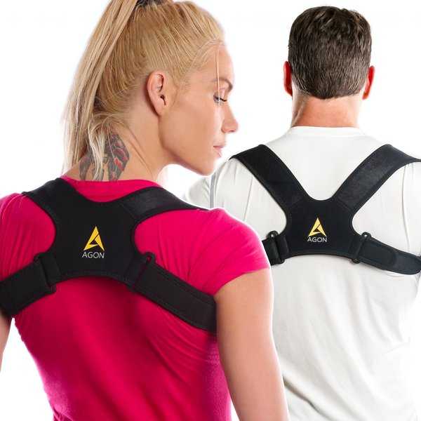 AGON® Posture Corrector Clavicle Brace Support Strap, Posture Brace Medical Device to Improve Bad Posture, Thoracic Kyphosis, Shoulder Alignment Upper Back Pain Relief for Men & Women (Small/Medium)