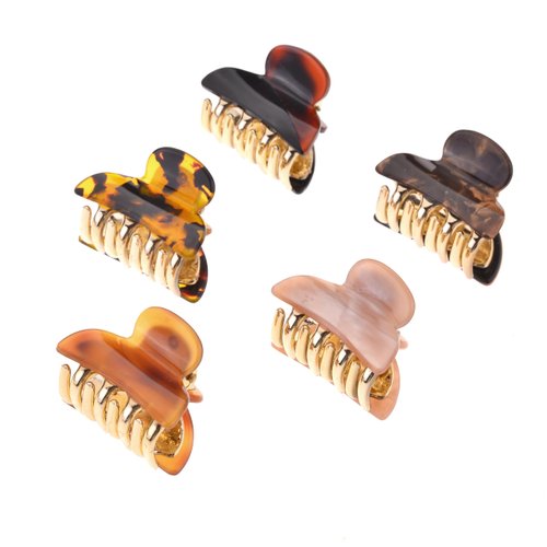 XOXO Hair Claws for Women, Set of 5, Plastic, Tortoise