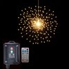 PXBNIUYA 1 Pack Starburst Sphere Lights with Remote Control,200 LED Firework Lights, 8 Modes Dimmable Waterproof Hanging Fairy Light, Copper Wire Lights for Patio Parties Christmas (Solar Powered)