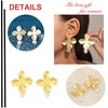 YienDoo Boho Big Flower Drop Earrings Vintage Gold Floral Petal Dangle Earrings Statement French Flower Pearl Drop Earrings Studs Wedding Bridesmaid Earrings Jewelry for Women and Girls