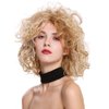 Sallcks Short Curly Blonde Wig for Women Shaggy Curly Natural Synthetic Heat Resistant Cosplay Costume Wig with Wig Cap