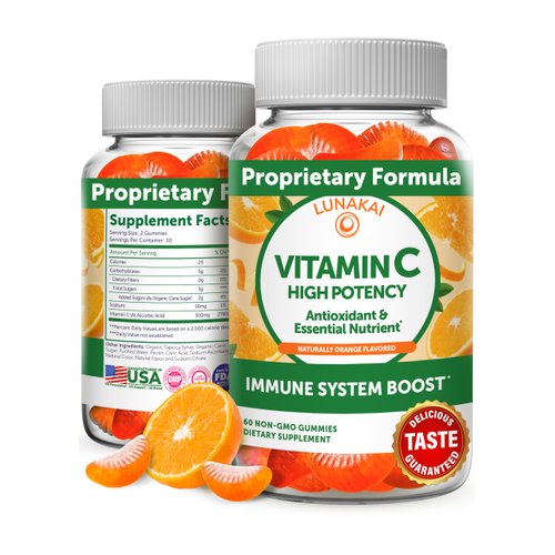 Vitamin C Gummies for Adults and Kids - Tastiest Proprietary Formula - 300mg Organic, NON-GMO, Vegan Vitamin C Chewable Supplement Gummy - Adult, Children, Toddler - Supports Overall Health - 60 Count