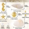 Pndeyo 2 Boxes Ocean Beach Nail Art Charms, Gold 3D Starfish Seashell Nail Decoration Gems, Flatback Pearl Sea Nail Art Accessories Embellishments for Manicure DIY Design- 8 Styles