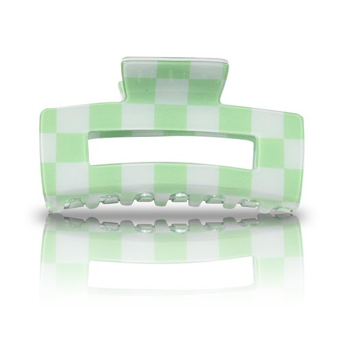 Chic Checkered Hair Claw Clip Checkered Hair Clip Accessory for Women Medium, Green Checkerboard Stylish Hair Accessories, Strong Hold and Comfortable Grip, Ideal for All Hair Types (Green)