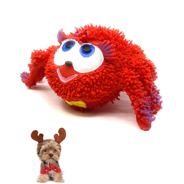 Puppy Toys for Teething, red Spider, 100% Natural Rubber (Latex). Lead-Free & Chemical-Free Handpainted Help Clean Teeth and Soothe Gums