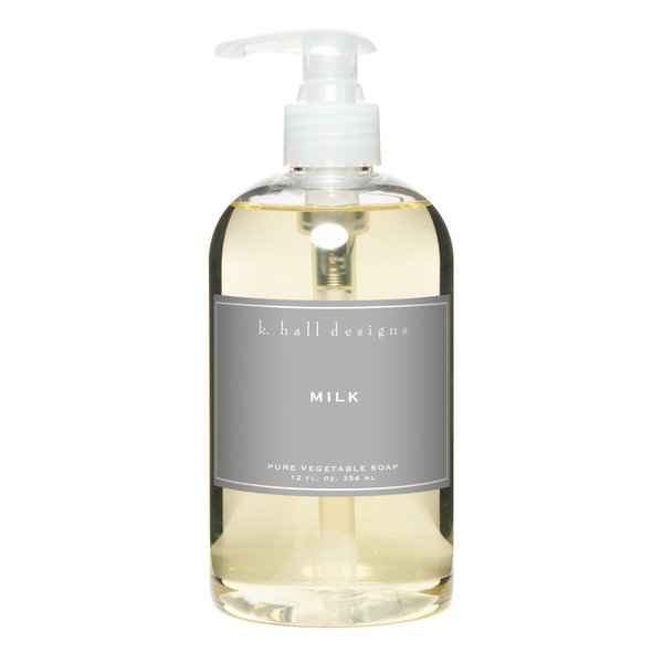 K. Hall Designs Milk Liquid Hand Soap, Soothing and Creamy-Sweet Coconut Vanilla Scent, Natural Liquid Soap for Bathroom & Kitchen, Plant-Based Formula, 12 fl oz