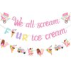 Jollyboom Ice Cream Birthday Decoration 4th, We All Scream 4 Ice Cream Birthday Banner Glitter Ice Cream Banner Garland for Summer Ice Cream Theme Girl 4th Birthday Party