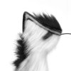 GaliaFaya Cat Wolf Fox Dog Ears Headband Handmade Long Faux fur Cosplay Halloween Costume Party (Black and White)