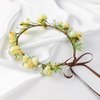 KorViSHOW Handmade Flower Crown Flower Headpiece Green Leaf Headband Wedding Flower Crowns for Bride Floral Garland Hair Wreath Birthday Party(Yellow Style)