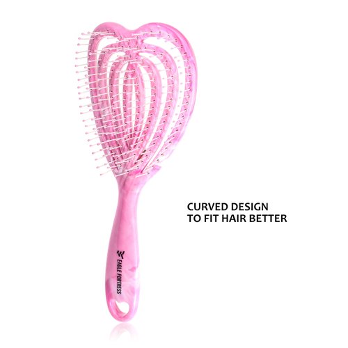 EAGLE FORTRESS Curved Vented Hair Brush Pink, Detangling Paddle Brush for Faster Blow Drying, Hairbrush for Curly, Thick, and Straight Hair, Dry and Wet All Hair Types