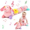 Baby Sensory Toys 0-6 Months Music Stuffed Animal Plush Dog Toy for Infant 0-3-6 Month Tummy Time Texture Soft Toys with Crinkle Rattle for 6-12 Month Newborn Birthday Gift for 2 3 4 5 Month Old Girls