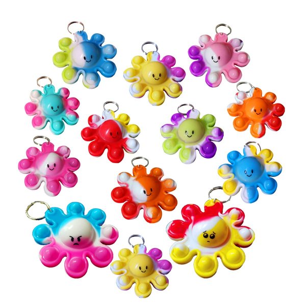 HOZKEAP （Students Gift） 100 Packs Bulk Ocean Octopus Mini pop Fidget Keychain,Gift for Boys and Girls Kids Halloween Party Favors，Birthday Supplies