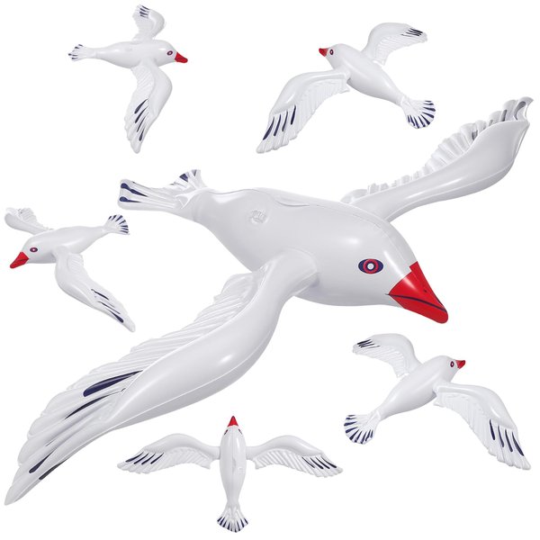 ibasenice Inflatable Seagull Balloons - 6PCS Inflatable Seagull Decorations Blow up Birds Balloons for Summer Beach Hawaiian Swimming Pool Party Supplies