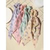Furling Pompoms 8pcs Hair Scarf Scrunchies Hair Ties Chiffon Butterfly Scrunchies with Bows for Girls Long Tail Elastic Bands Ponytail Holders Hair Accessories for Women