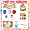 YIGZAG Building Block Birthday Party Supplies, Building Blocks Themed Birthday Party Decorations for Boys, Includes Balloons, Backdrop, Banner, Cake Topper, Cupcake Toppers