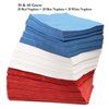 Nicole Fantini 411 PCS Combo American Flag Themed Red White and Blue Disposable Party Set 60 9'' Plastic Dinner Plates | Cups Paper Napkins 96 cutlery Spoons Forks & Knives 3 Rectangle Tablecloths