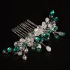 Teyglen Crystal Bride Wedding Hair Comb Green Teardrop Crystal Hair Piece Bridal Hair Accessories for Bride Rhinestone Wedding Hair Side Comb for Women Girls (Green)