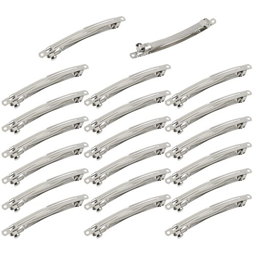 Cinaci 20 Pack 2.4 Inch / 3 Inch/ 4 Inch Blank Silver Metal DIY Craft French Barrettes Snap Hair Clips Pins for Women Girls Hair Accessories (4 Inch)
