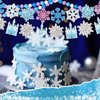 Fanfanwin 5 Pcs Snowflake Happy Birthday Banner Blue Snowflake Banner with Felt Snowflake Castle Decorations Winter Holiday Party Decorations Holiday Banner for Birthday Party Christmas