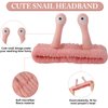 SuPoo 3pcs Snail Face Wash Headband and Wristband Set Pink Funny Makeup Headband Puffy Skincare Spa Head Bands Cute Wrist Towels Hair Band for Washing Face Hair Wrap Hair Accessory