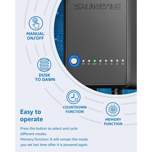 SUNVIE 60W Low Voltage Landscape Transformer with Timer and Photocell Sensor, 120V AC to 12V DC Landscape Lighting Transformer Weatherproof Low Voltage Transformer for Landscape Lights Pathway Lights