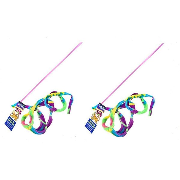 Cat Dancer Cat Toy Cat Charmer Safe Wand Teaser Colorful Fabric Ribbon Safe Flexible Exercise Toy 2 Pack