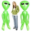 KIMOBER 2PCS Giant Inflatable Alien,Jumbo Green 60 Inch PVC Blow Up Martian Aliens Prop for Party Decorations Birthday Space Theme Party Halloween Easter Christmas