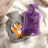 HomeTop Premium Classic Rubber Hot Water Bottle with Cute Knit Cover (2 Liter, Purple)