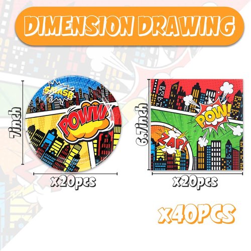 40 PCS superhero Theme Party Supplies - Perfect for Birthdays Party and More Party
