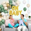 Sage Green Baby Shower Decorations,Boho Greency Neutral Balloon Arch with Oh Baby Balloon Banner Green Gold Balloons For Boy Girl Woodland Baby Shower Birthday Party Supplies
