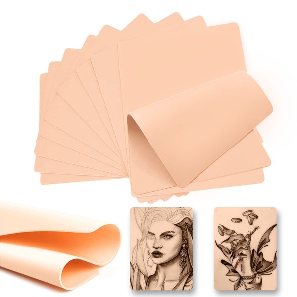 Fake Skin Tattoo Skin Practice - Usiriy 10Pcs Tattoo Practice Skins 7.4x5.6" Double Sides Blank Tattoo Supplies…