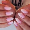 Rchovsam Press on Medium Nails Almonds Fake Nails Pink Gradient Stick on Nails Glossy Acrylic Glue on Nails for Women Girls 24pcs