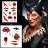 toututu 114 Pcs Halloween Makeup Fake Scars Temporary Tattoos, Body Face Fake Blood Scar Tattto, Realistic Stitches Wound Temp Stickers for Zombie Makeup Chucky Vampire Cosume Prank Cosplay Women Men