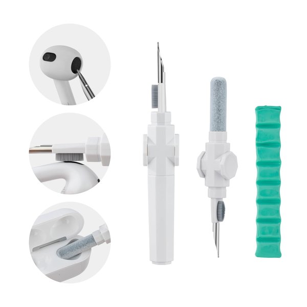 Decompressed Rotating Cleaner Kit for Airpods Pro 1 2 3 Multi-Function Cleaning Pen with Soft Brush Flocking Sponge for Bluetooth Earphones Case Cleaning Tools